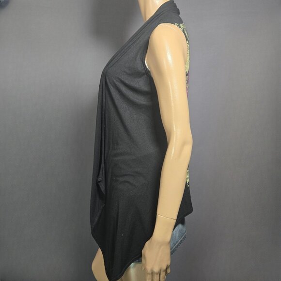 Y2K Black Sleeveless Cardigan Pink Metallic Wings Size S Emo scene Mall Goth - Picture 8 of 10